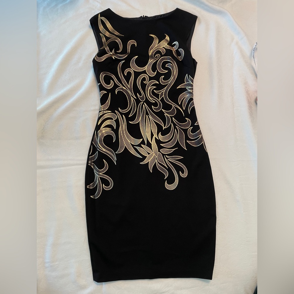 Cache Black Dress with Gold Accents